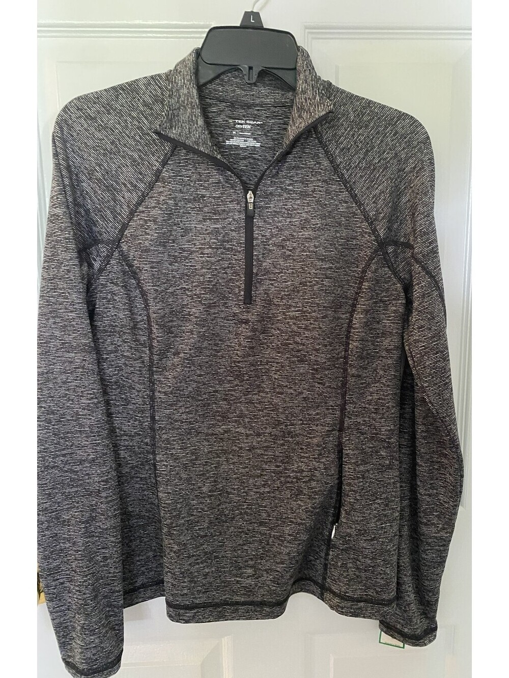 Tek Gear Dry Tek Women's Black/White Heathered Zip Athletic Pullover Long Sleeve